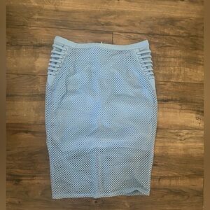 Sporty Baby-blue Pencil Skirt w/ Net Detail - Sz L